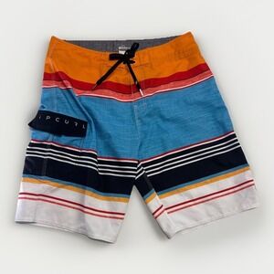 Rip Curl Men's Size 32 Orange, Blue & White Striped Mirage Board Short Swim Surf